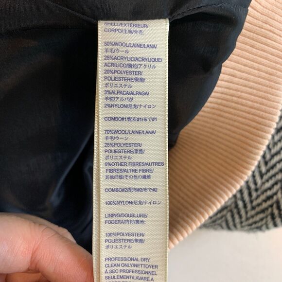 Rebecca Minkoff Jacket Womens L Large Grey Pink Herringbone Wool Blend Contrast - Picture 11 of 14